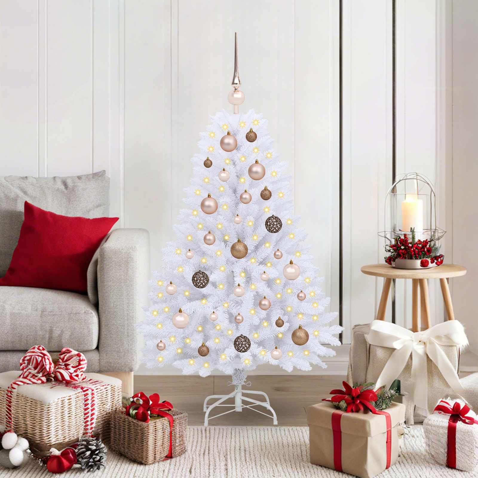 Sapin de Noël artificiel Blanc 68 x 68 x 120 cm PVC et métal - XIOS