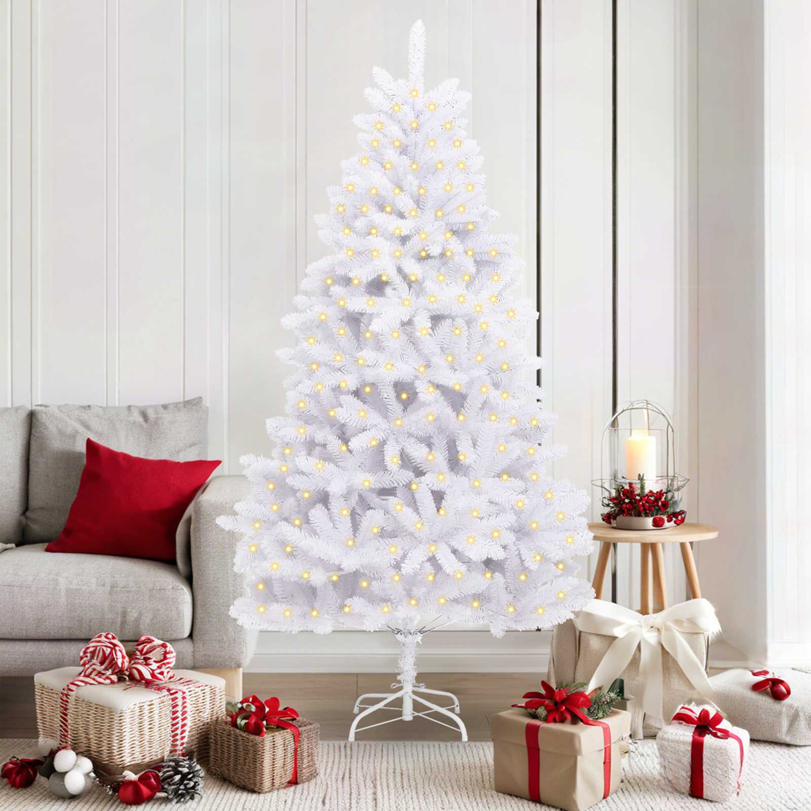 Sapin de Noël artificiel avec 300 LED Blanc 180 cm PVC et métal - XIOS