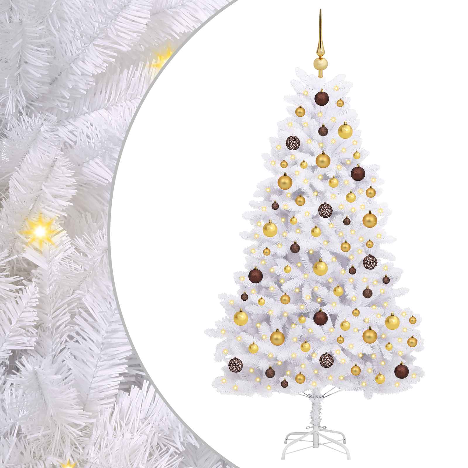 Sapin de Noël artificiel Blanc 90 x 90 x 180 cm PVC et métal - XIOS