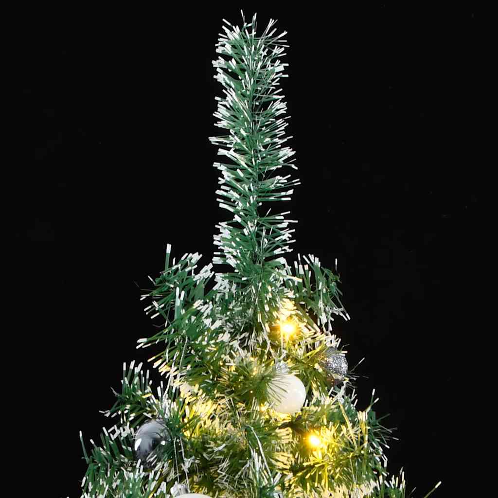 Sapin de Noël artificiel 300 LED&boules&neige floquée 210 cm
