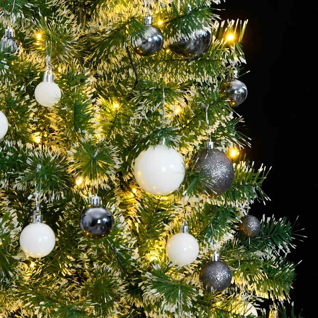 Sapin de Noël artificiel 300 LED&boules&neige floquée 210 cm