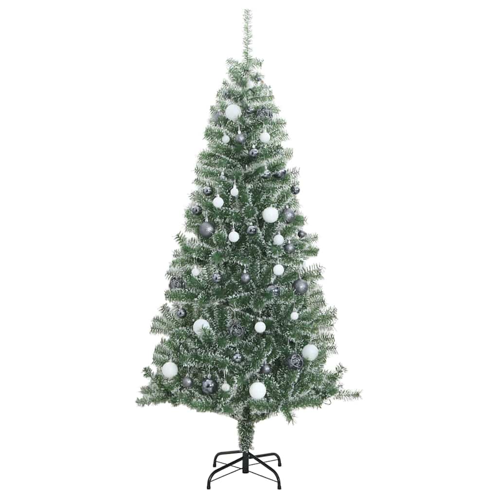 Sapin de Noël artificiel 300 LED&boules&neige floquée 210 cm