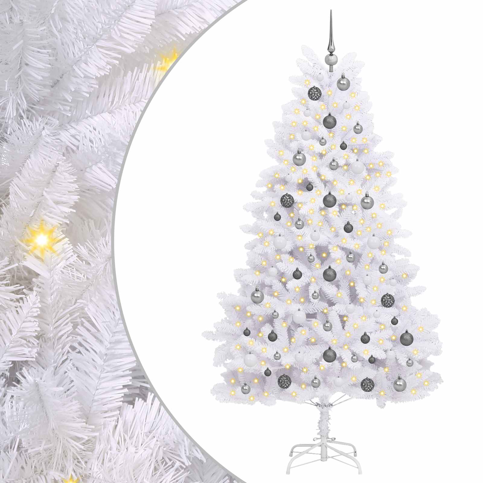 Sapin de Noël artificiel Blanc 106 x 106 x 210 cm PVC et métal - XIOS