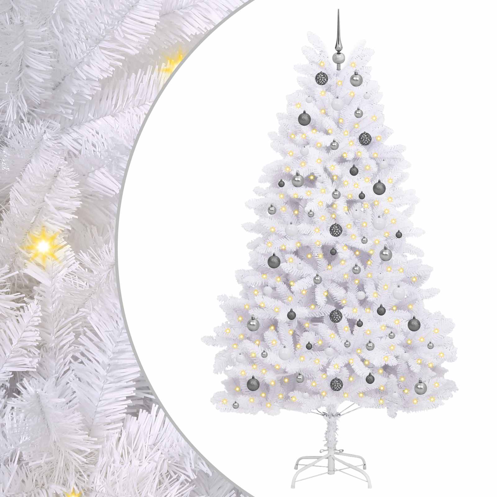 Sapin de Noël artificiel Blanc 120 x 120 x 240 cm PVC et métal - XIOS