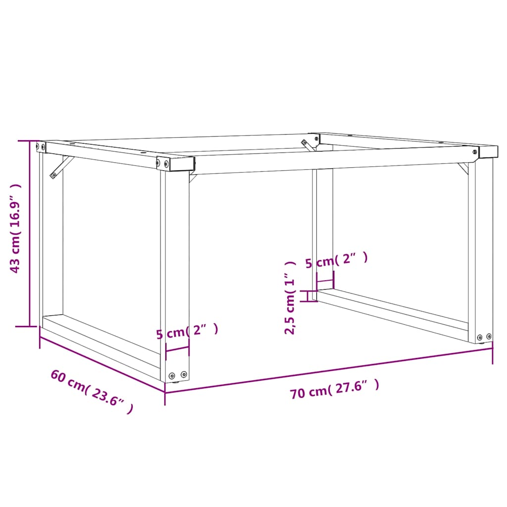 Pieds de table basse cadre en O 70x60x43 cm acier - XIOS