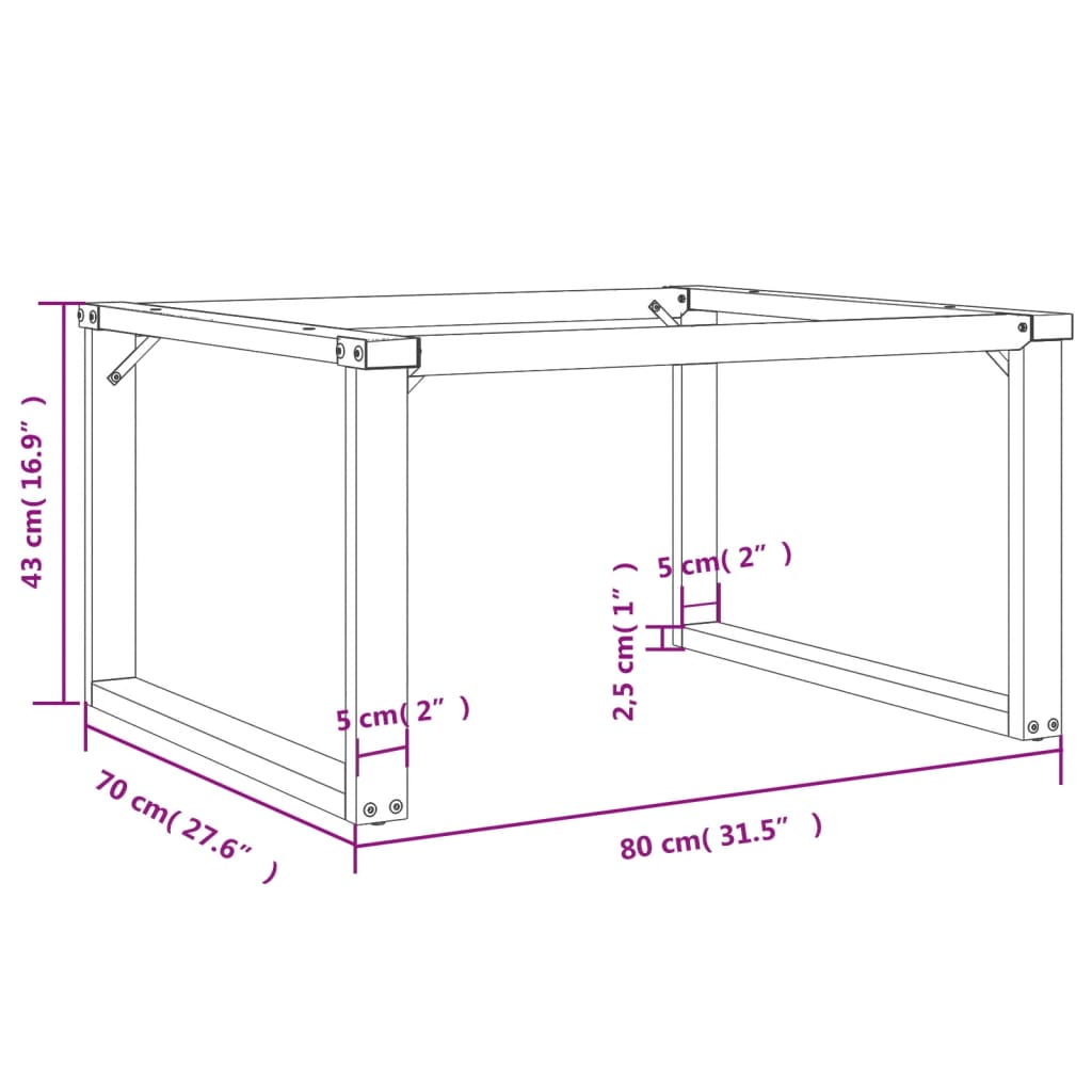 Pieds de table basse cadre en O 80x70x43 cm acier - XIOS
