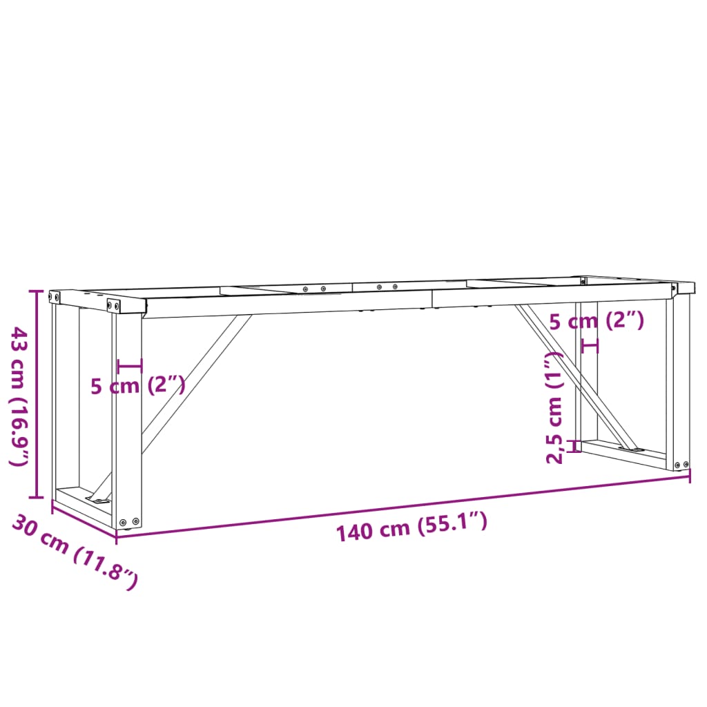 Pieds de table basse cadre en O 140x30x43 cm acier - XIOS