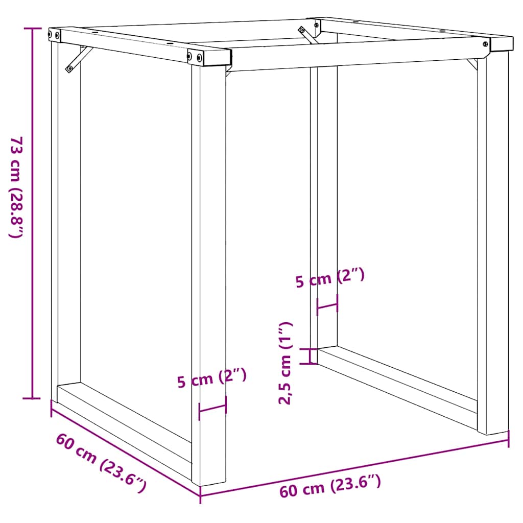 Pieds de table à manger cadre en O 60x60x73 cm acier - XIOS