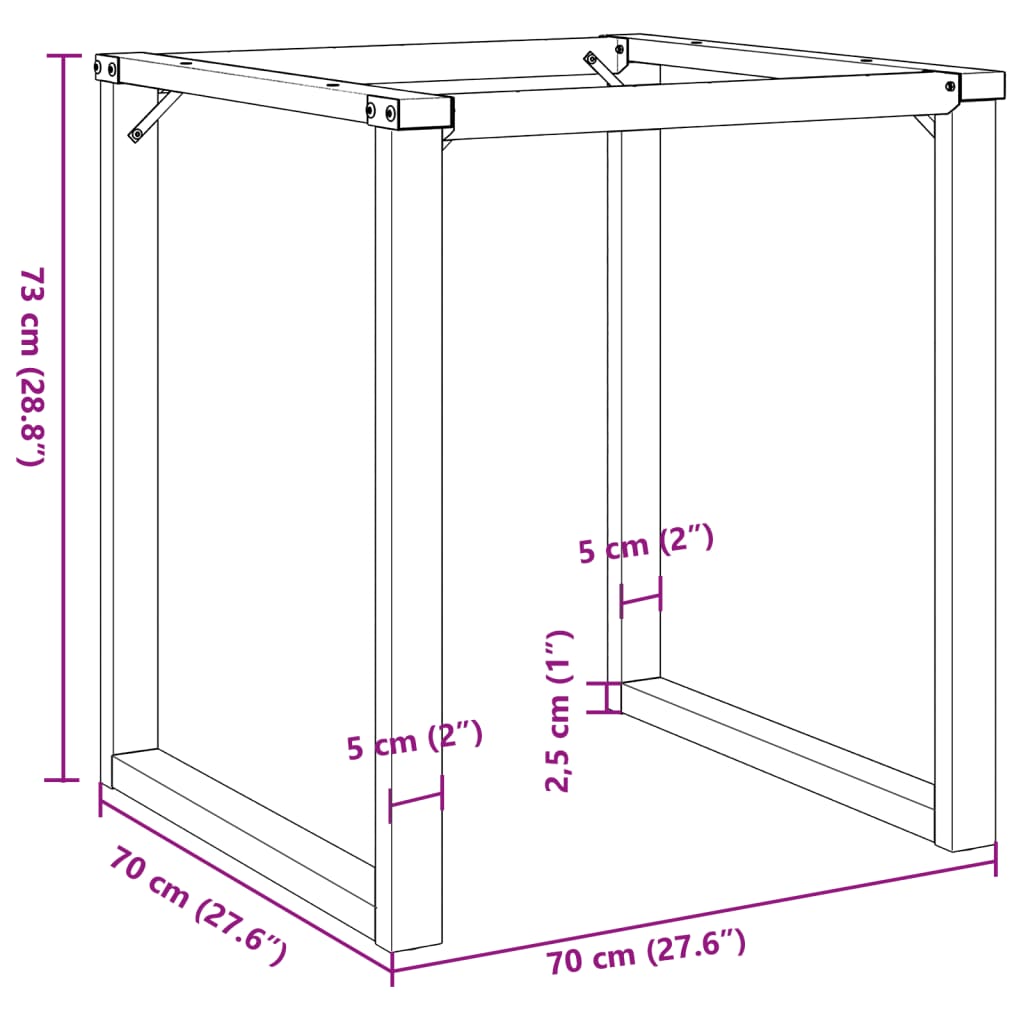 Pieds de table à manger cadre en O 70x70x73 cm acier - XIOS