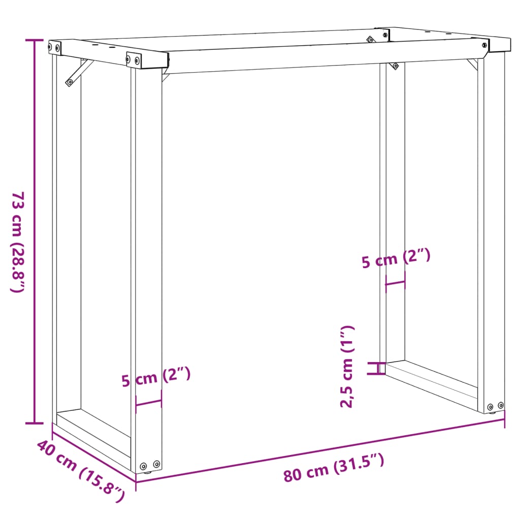 Pieds de table à manger cadre en O 80x40x73 cm acier - XIOS