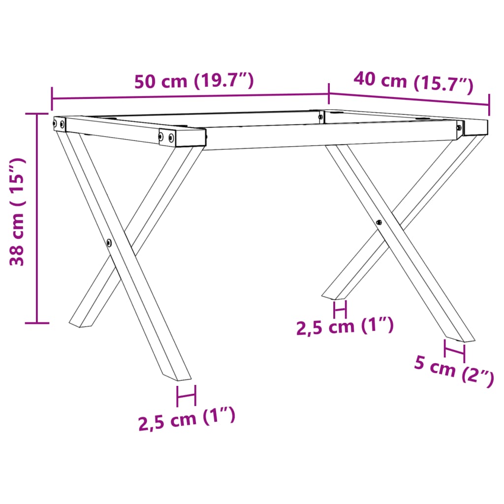 Pieds de table basse cadre en X 50x40x38 cm acier - XIOS