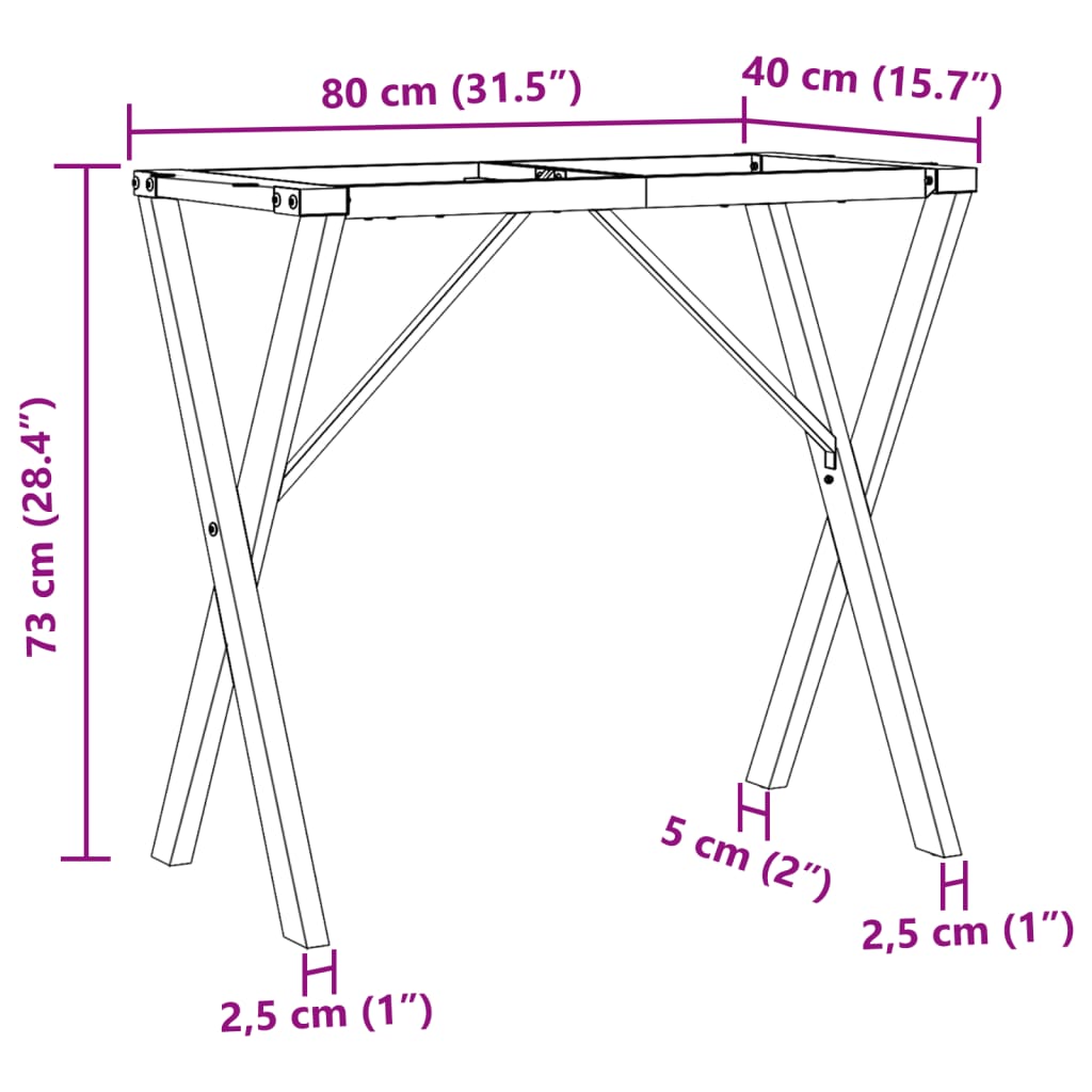 Pieds de table à manger cadre en X 80x40x73 cm acier - XIOS