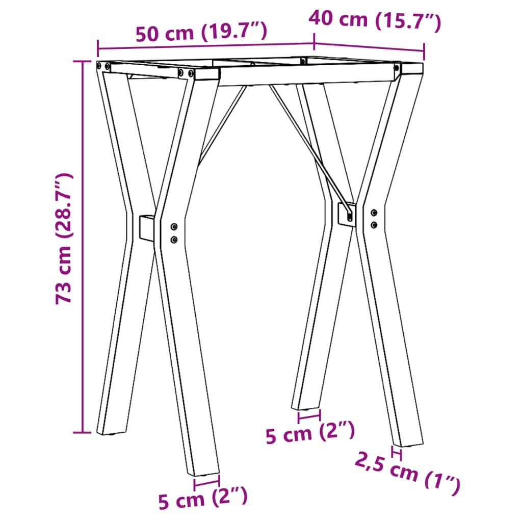 Pieds de table à manger cadre en Y 50x40x73 cm acier - XIOS