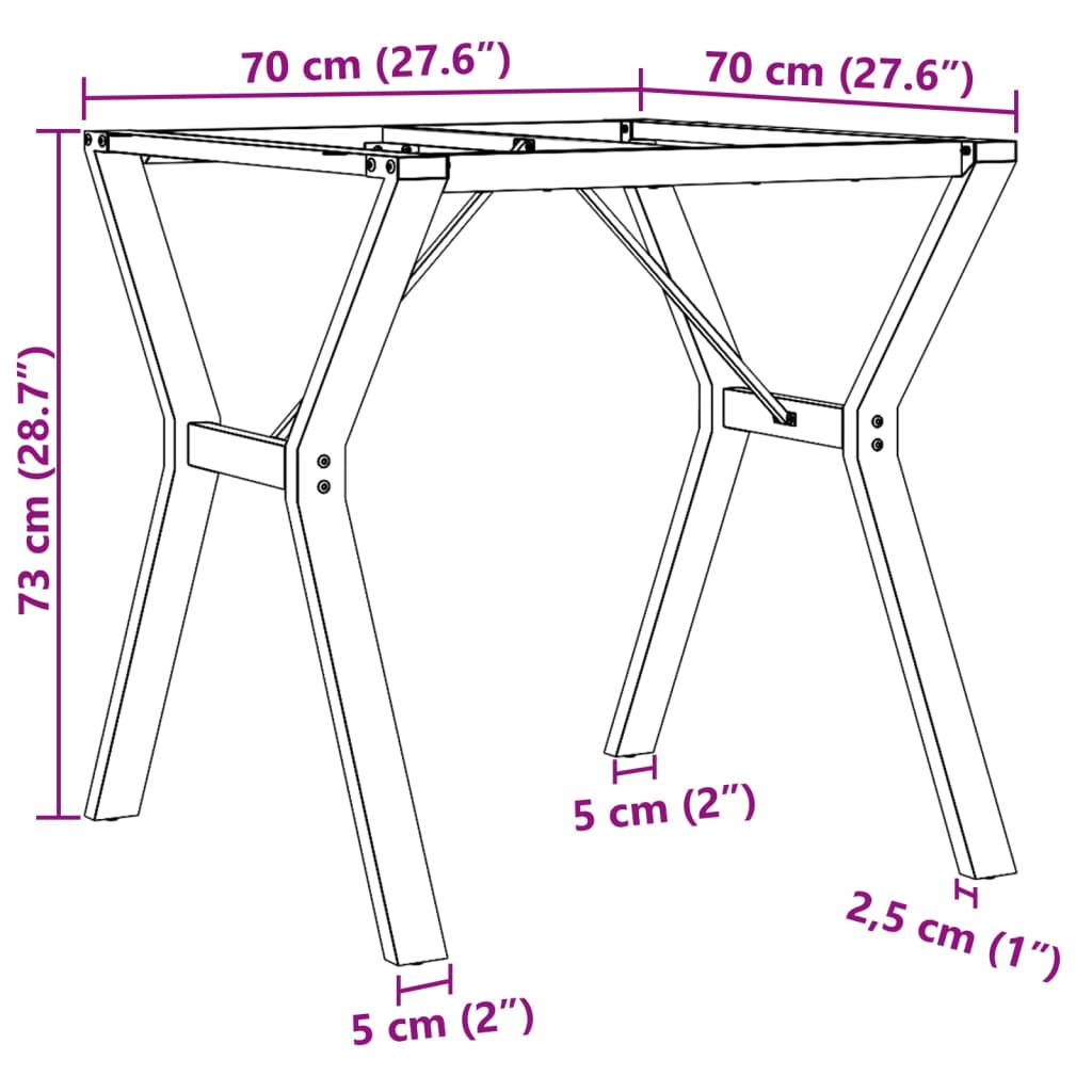 Pieds de table à manger cadre en Y 70x70x73 cm acier - XIOS