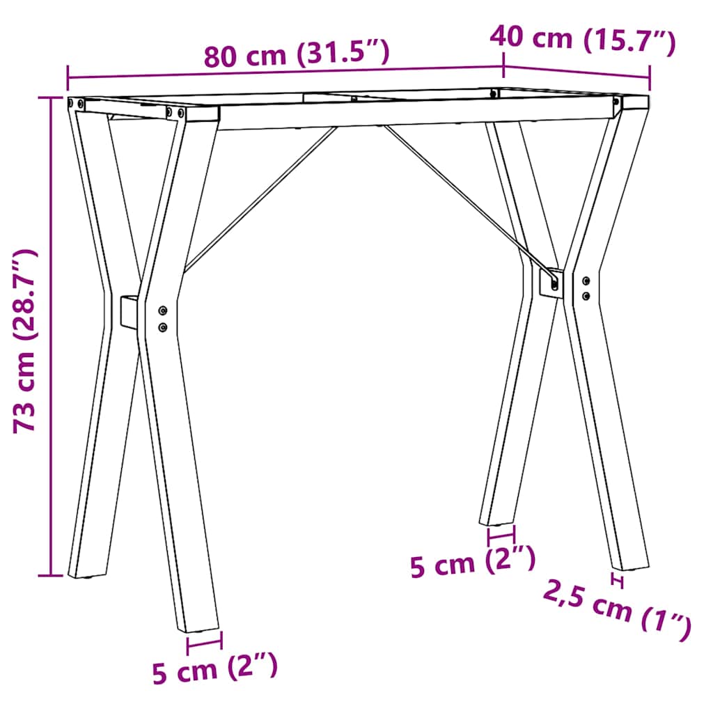 Pieds de table à manger cadre en Y 80x40x73 cm acier - XIOS