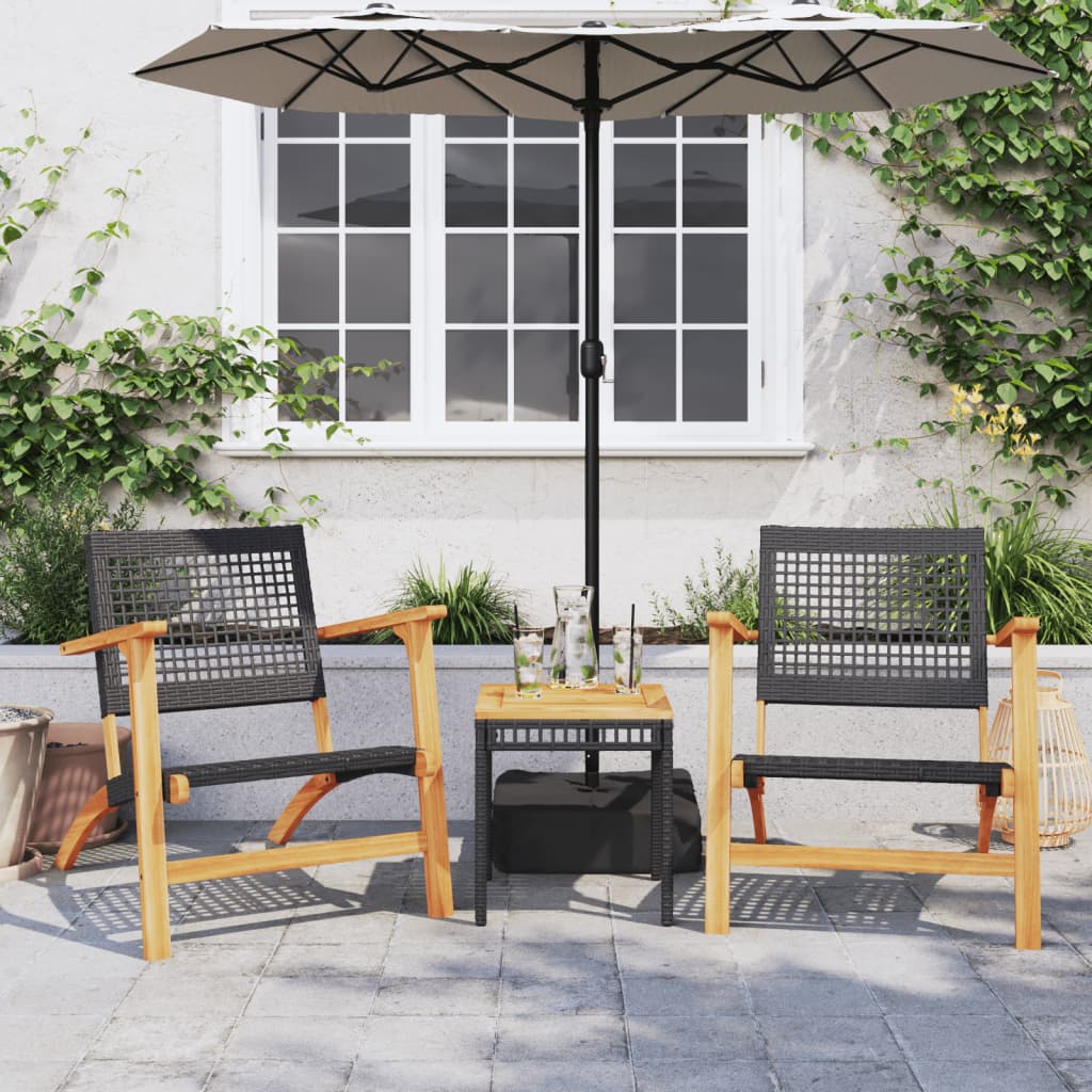 Chaises de jardin lot de 2 noir résine tressée et bois d’acacia - XIOS