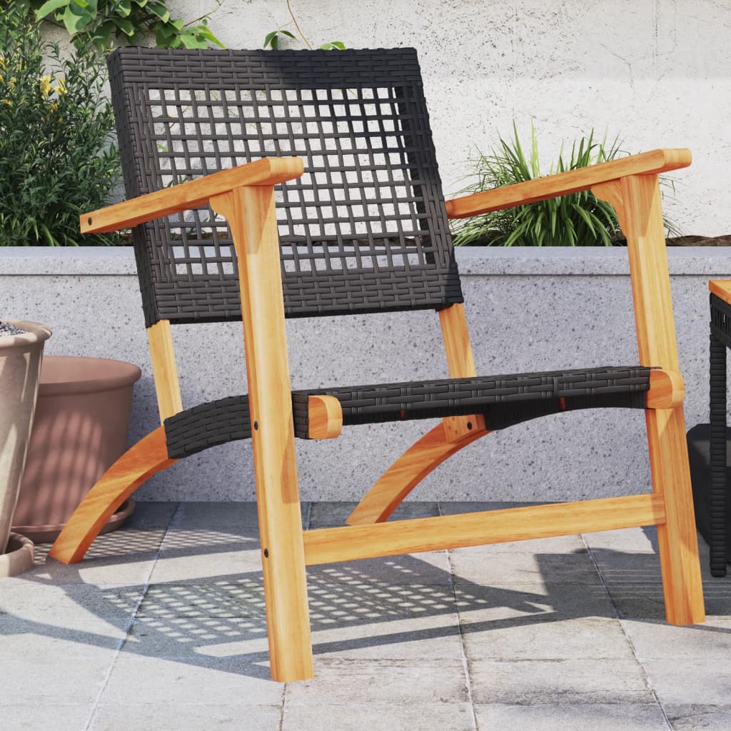 Chaises de jardin lot de 2 noir résine tressée et bois d’acacia - XIOS