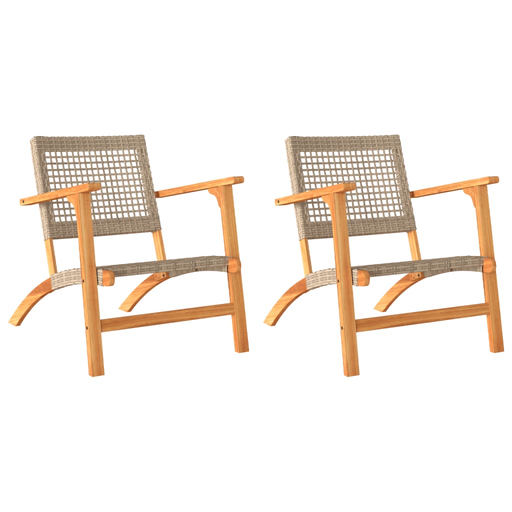 Chaises de jardin lot de 2 beige résine tressée bois d’acacia - XIOS
