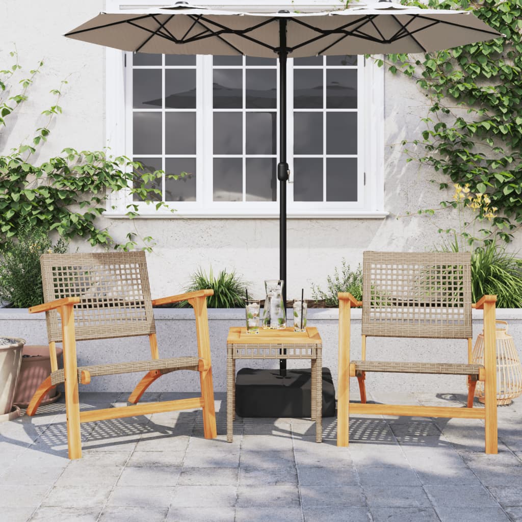 Chaises de jardin lot de 2 beige résine tressée bois d’acacia - XIOS