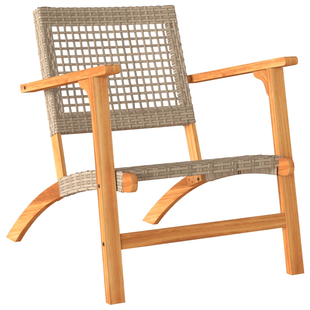 Chaises de jardin lot de 2 beige résine tressée bois d’acacia - XIOS