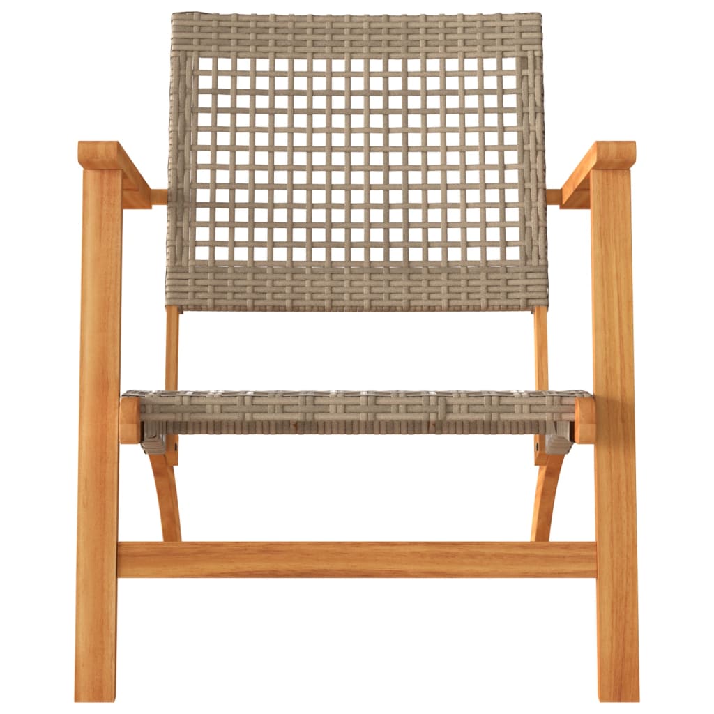 Chaises de jardin lot de 2 beige résine tressée bois d’acacia - XIOS