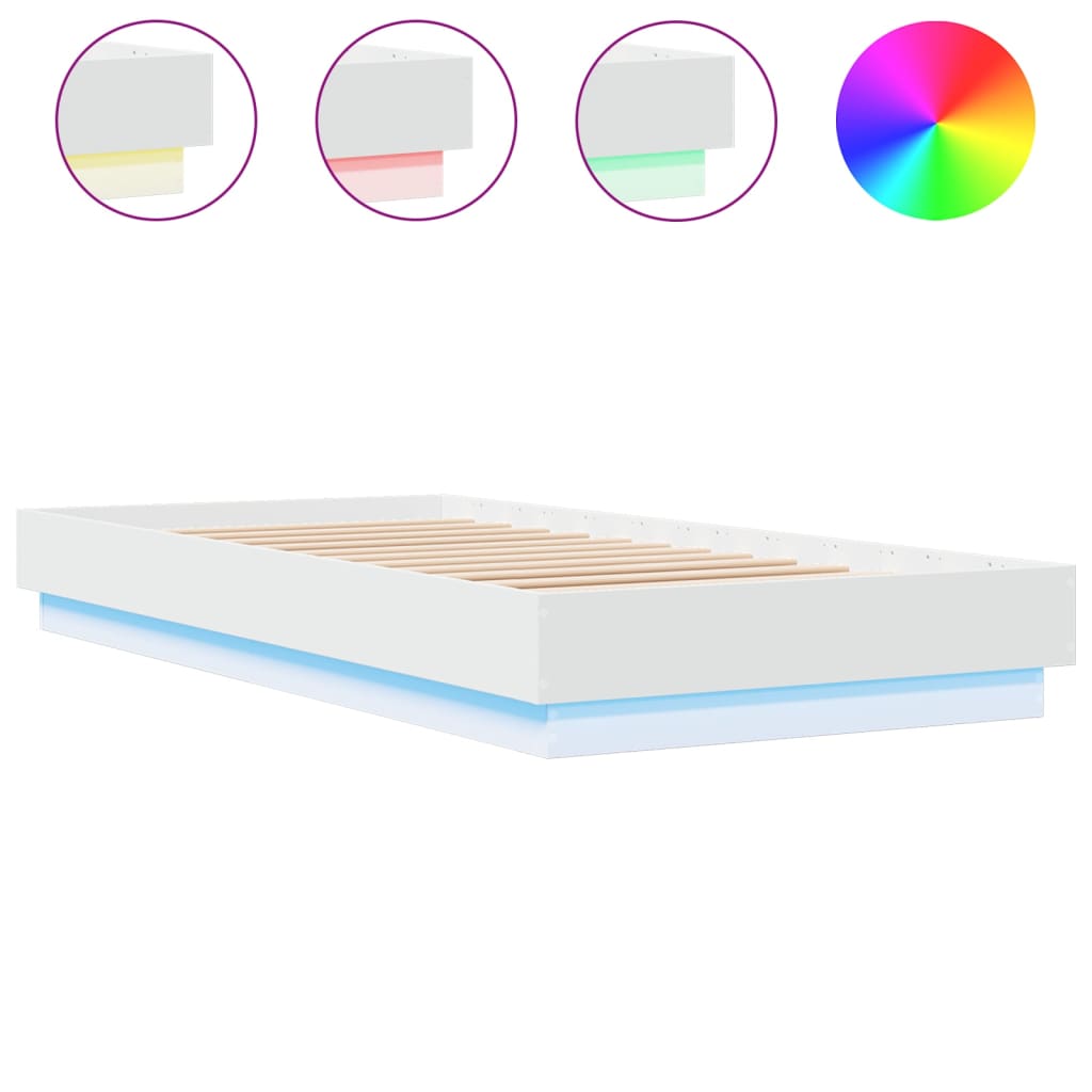 Cadre de lit sans matelas avec lumières LED blanc 100x200 cm - XIOS