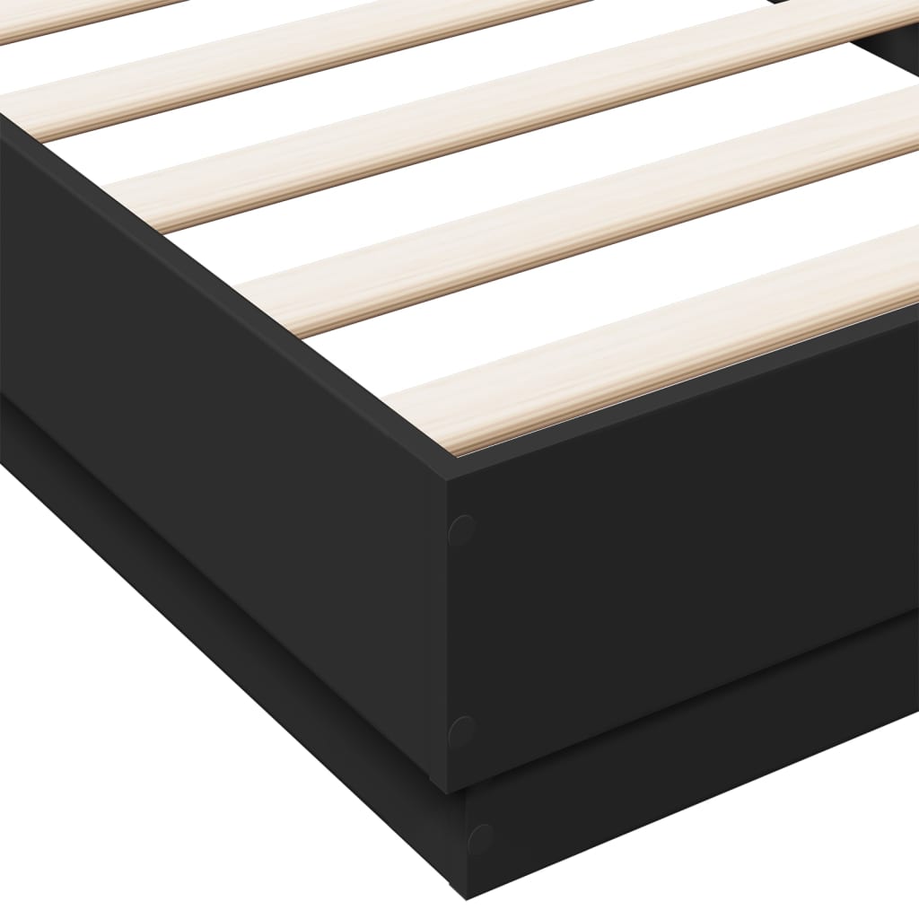 Cadre de lit sans matelas noir 100x200 cm bois d'ingénierie - XIOS