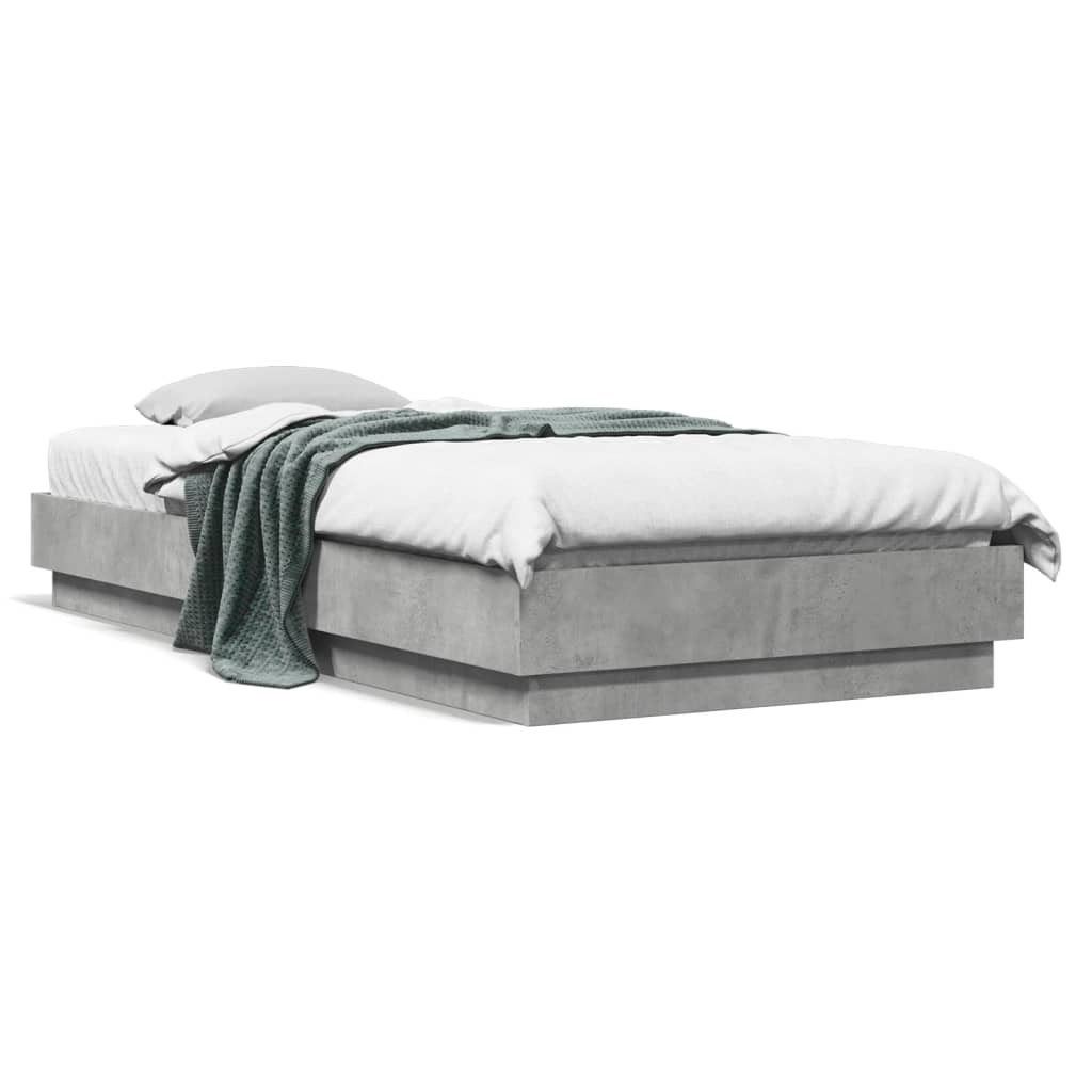 Cadre de lit sans matelas gris béton 100x200 cm - XIOS