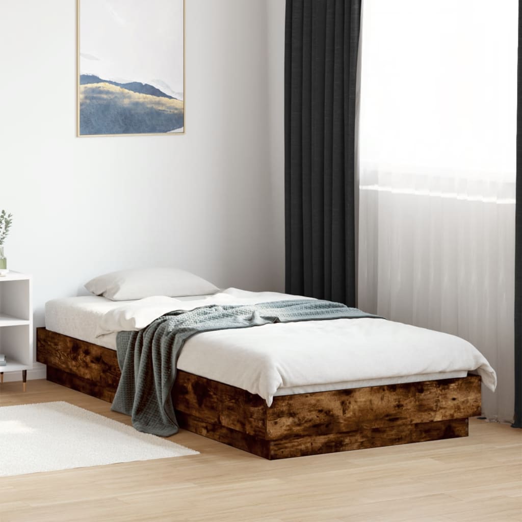 Cadre de lit sans matelas chêne fumé 100x200 cm bois ingénierie - XIOS