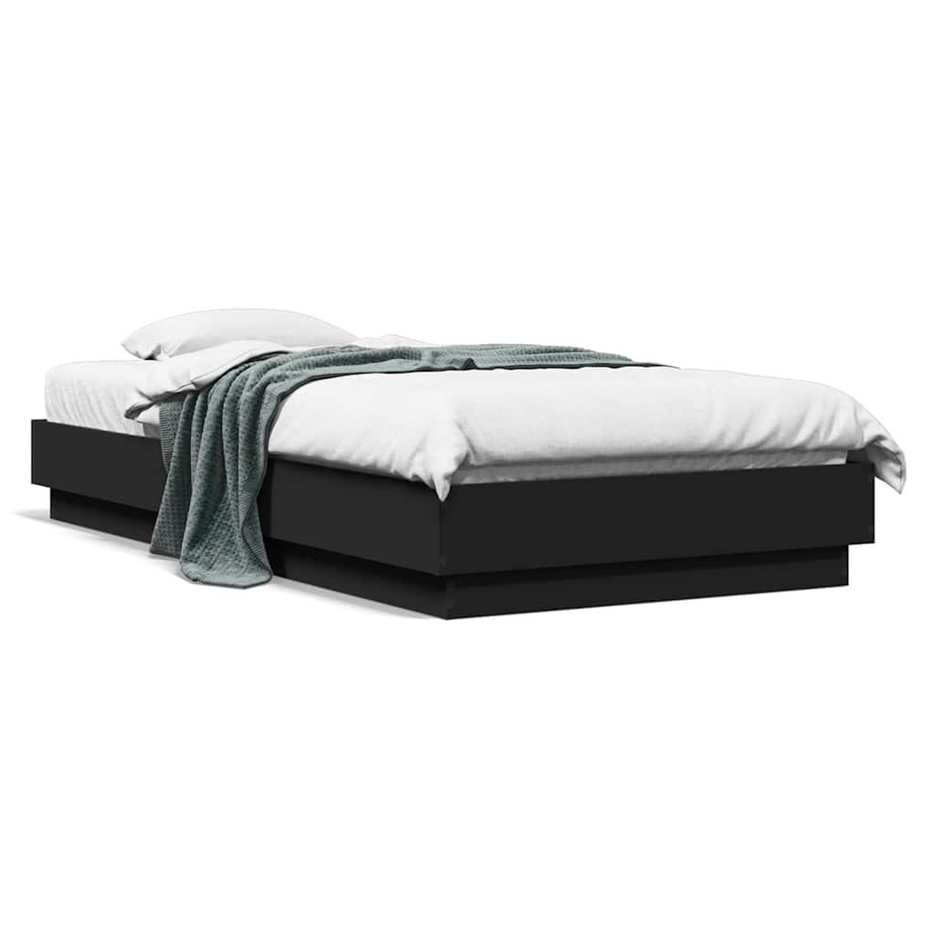 Cadre de lit sans matelas noir 90x190 cm bois ingénierie - XIOS
