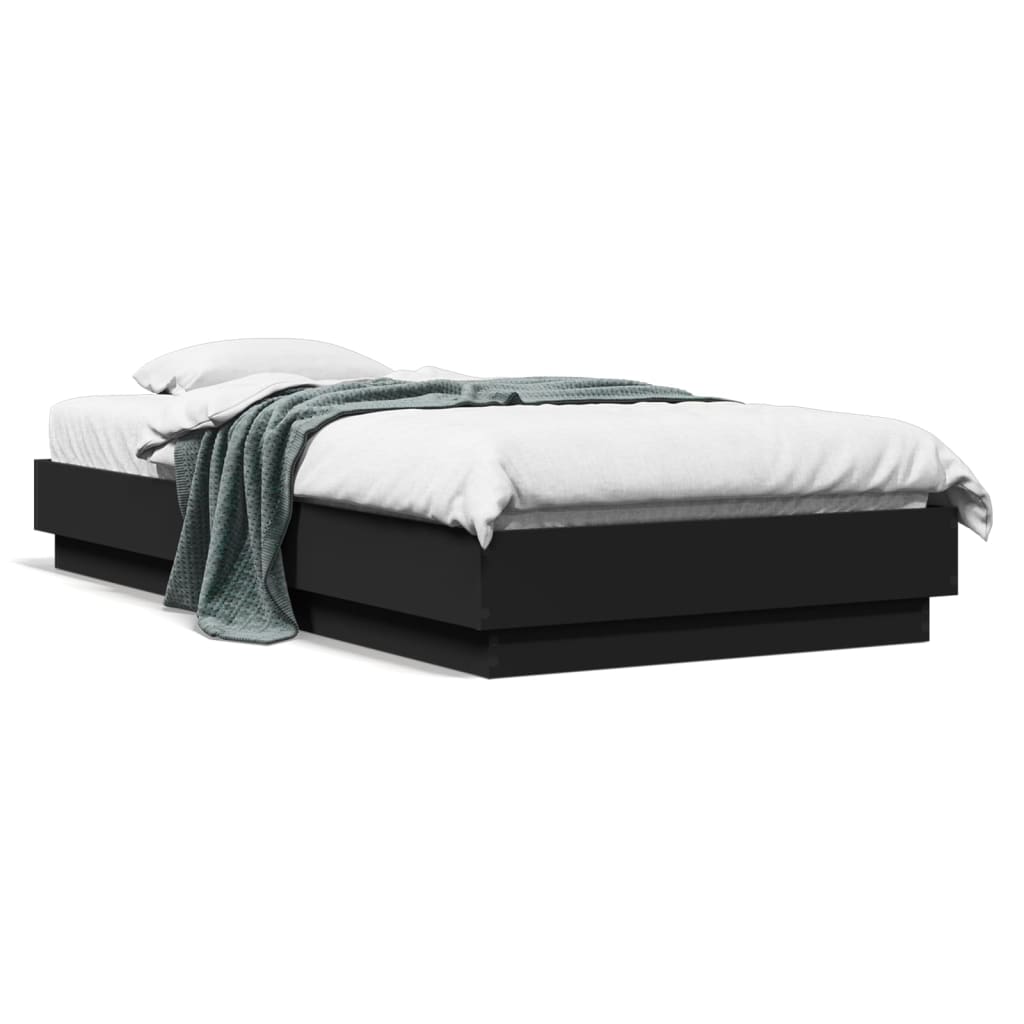 Cadre de lit sans matelas noir 75x190 cm bois ingénierie - XIOS