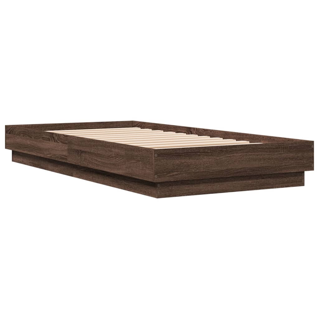 Cadre de lit sans matelas chêne marron 75x190cm bois ingénierie - XIOS