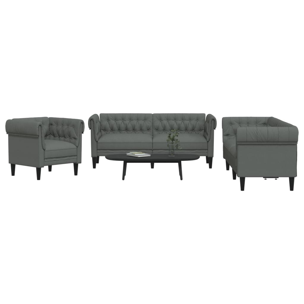 Ensemble de canapés 3 pcs gris foncé tissu - XIOS
