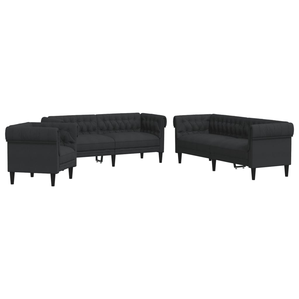Ensemble de canapés 3 pcs noir tissu - XIOS