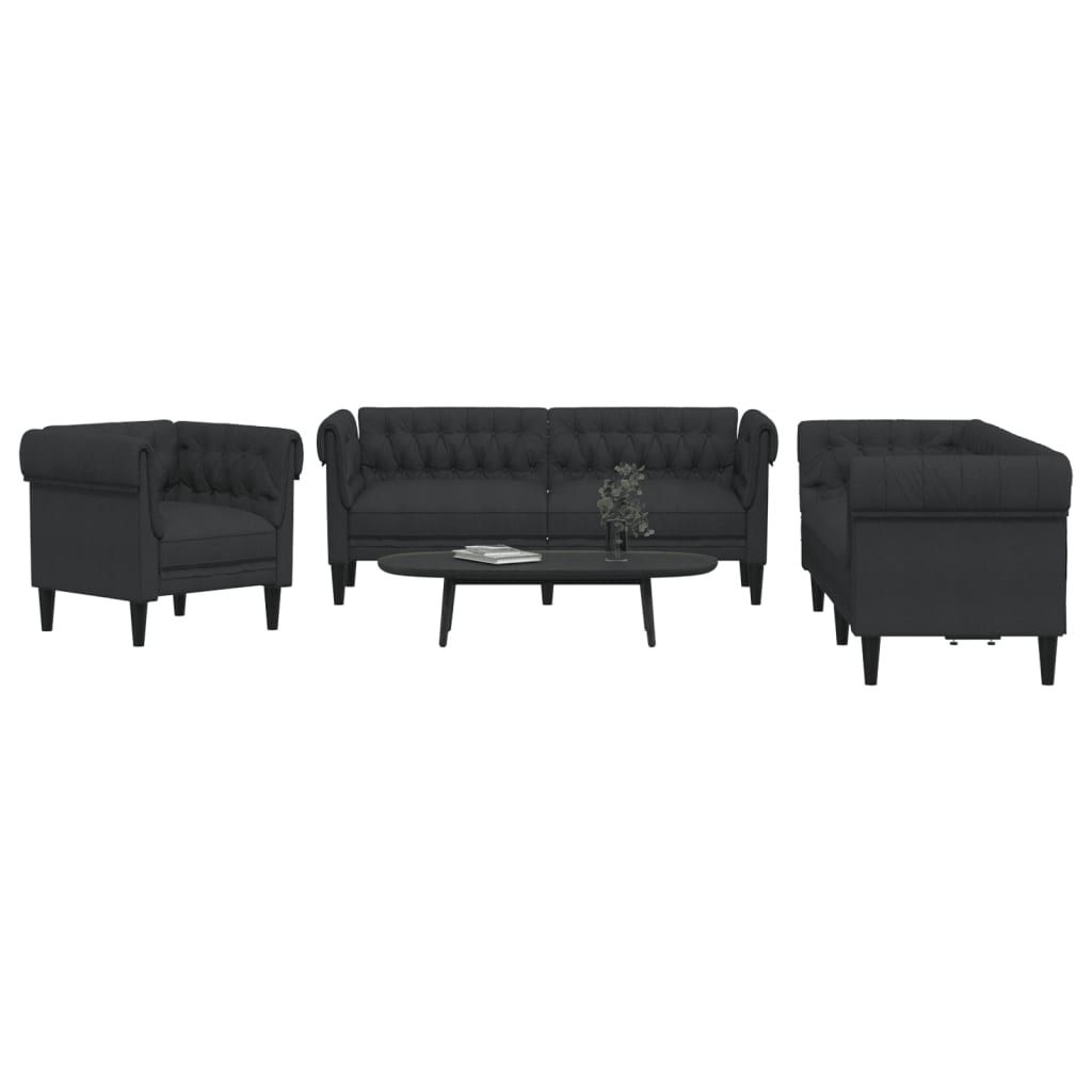 Ensemble de canapés 3 pcs noir tissu - XIOS