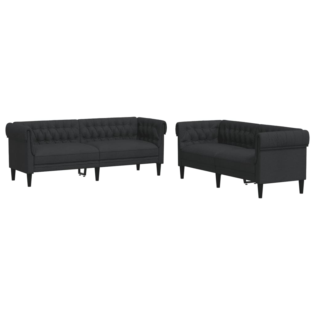 Ensemble de canapés 2 pcs noir tissu - XIOS
