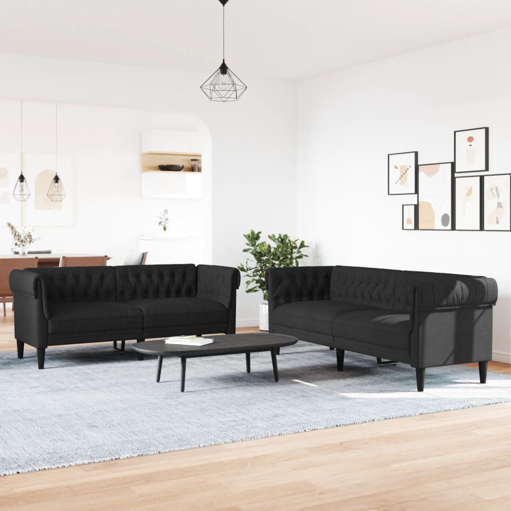 Ensemble de canapés 2 pcs noir tissu - XIOS