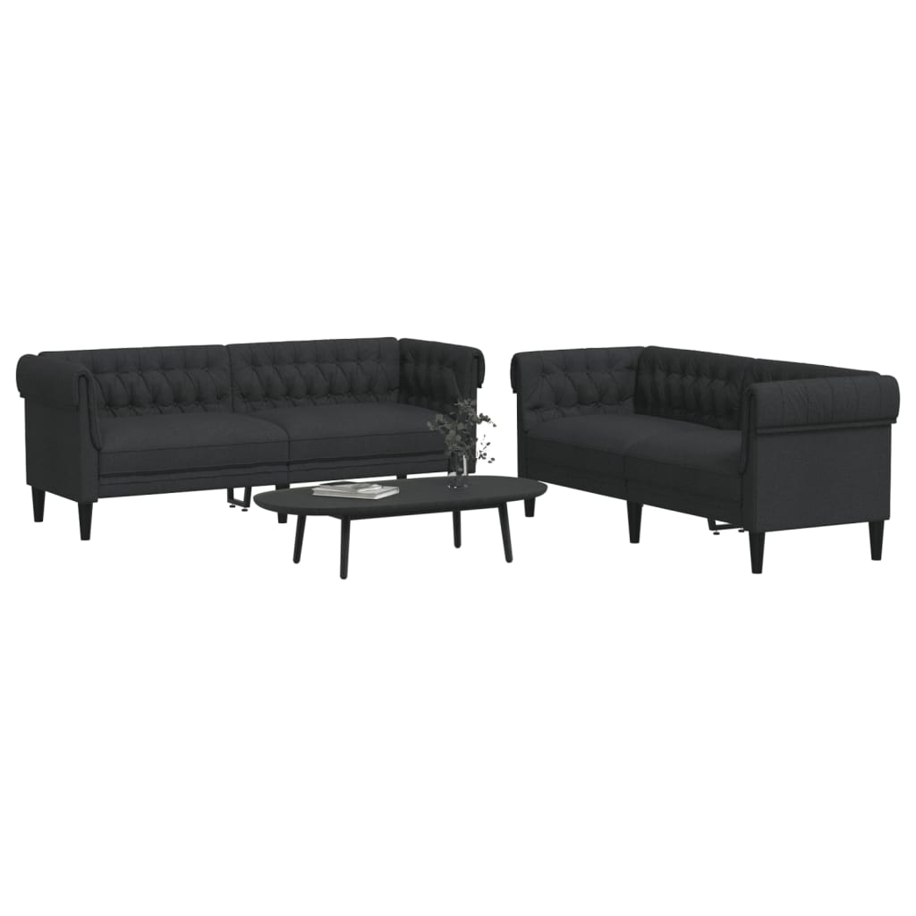 Ensemble de canapés 2 pcs noir tissu - XIOS