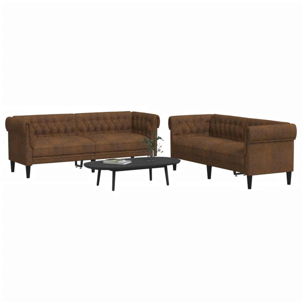 Ensemble de canapés 2 pcs marron tissu - XIOS