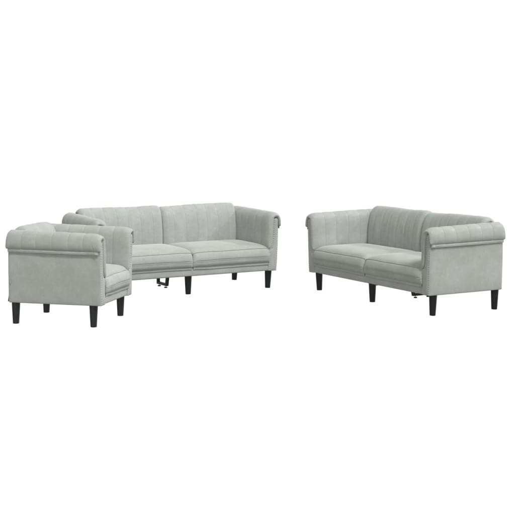 Ensemble de canapés 3 pcs gris clair velours - XIOS