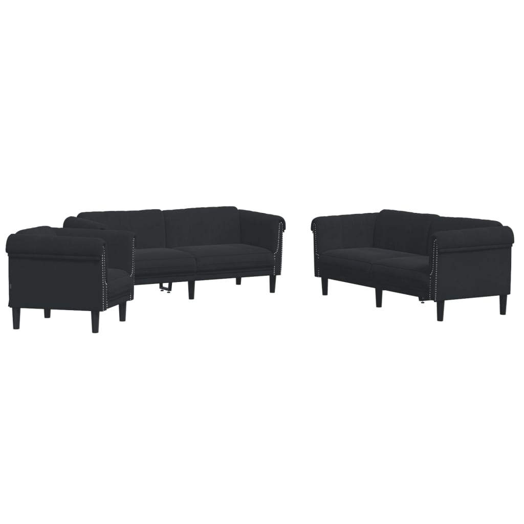 Ensemble de canapés 3 pcs noir velours - XIOS