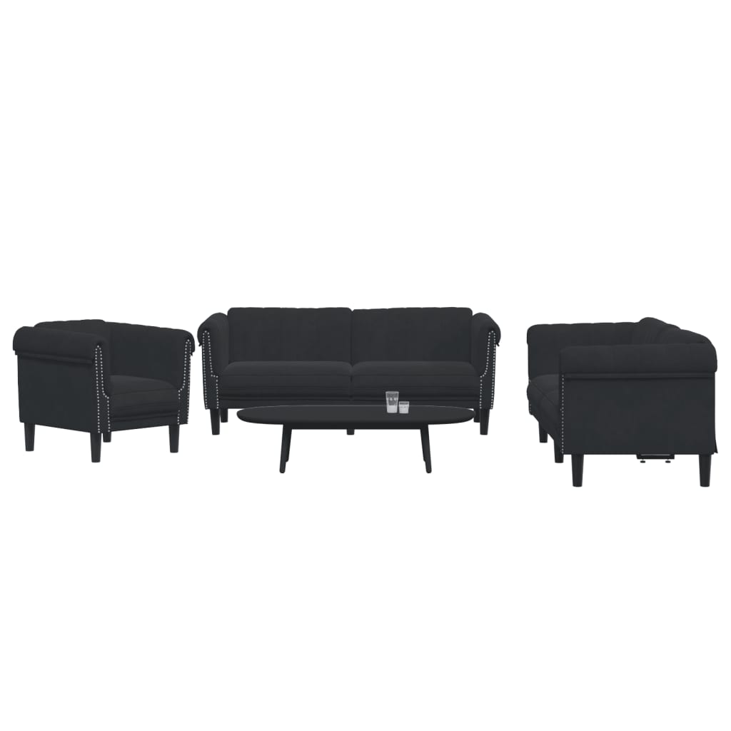 Ensemble de canapés 3 pcs noir velours - XIOS