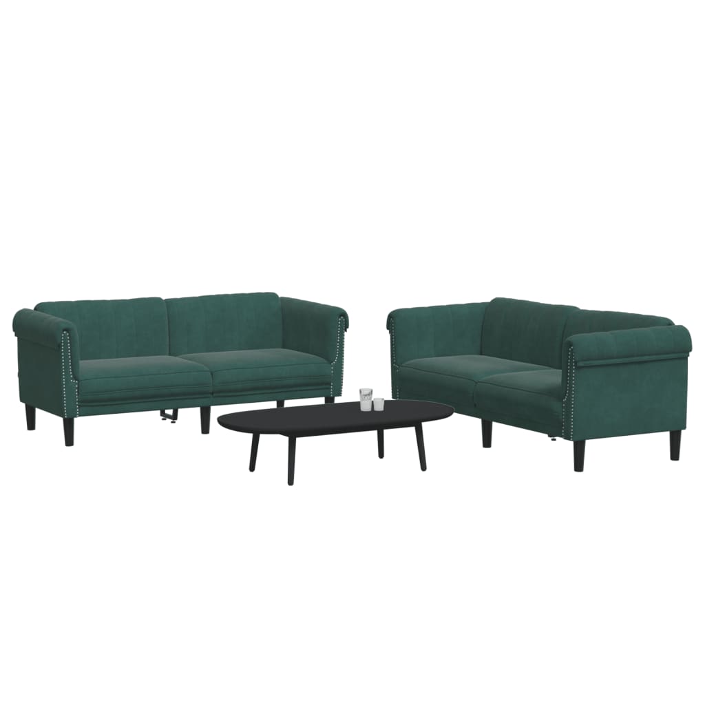 Ensemble de canapés 2 pcs vert foncé velours