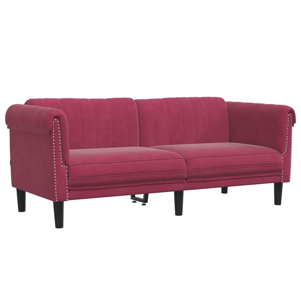 Ensemble de canapés 2 pcs rouge bordeaux velours