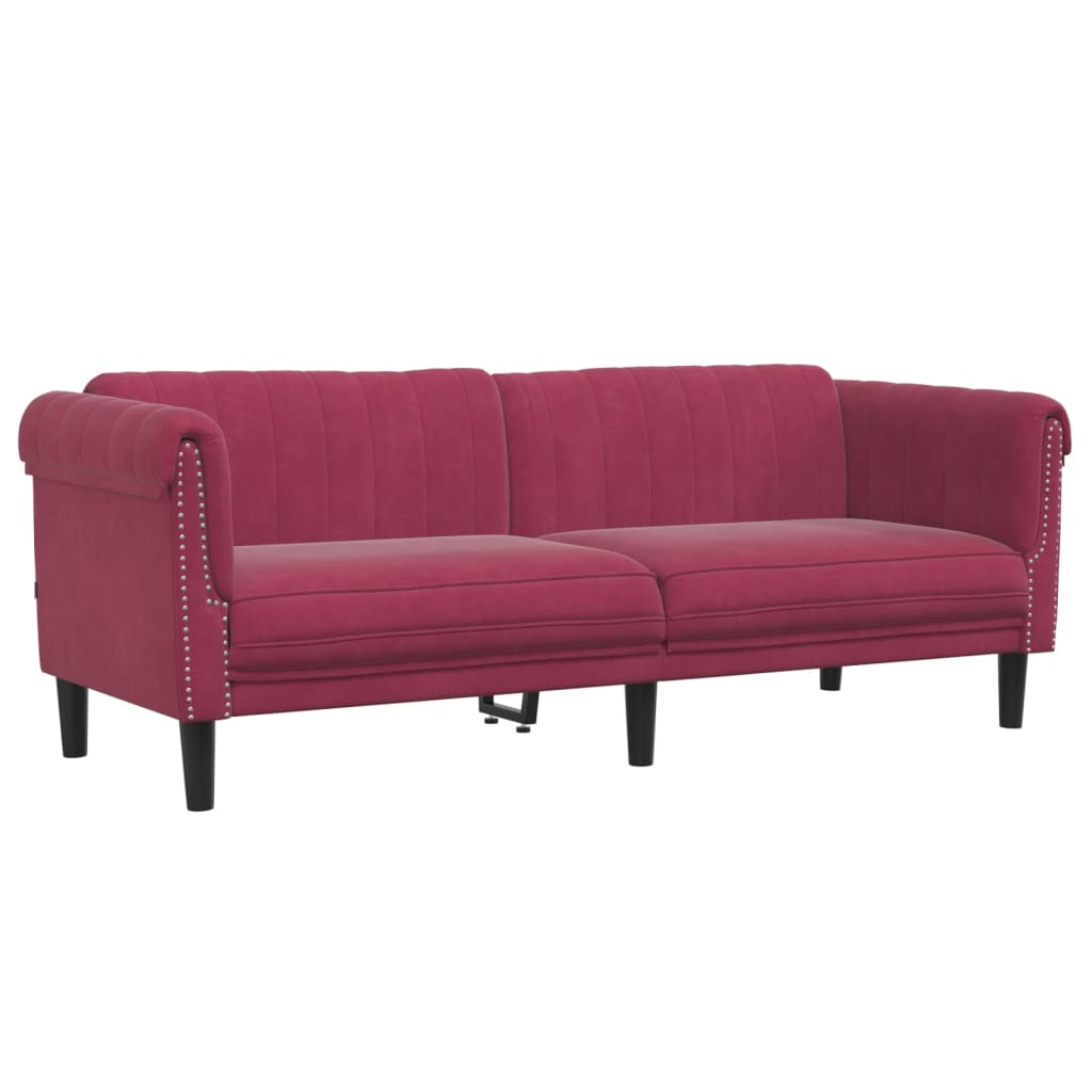 Ensemble de canapés 2 pcs rouge bordeaux velours