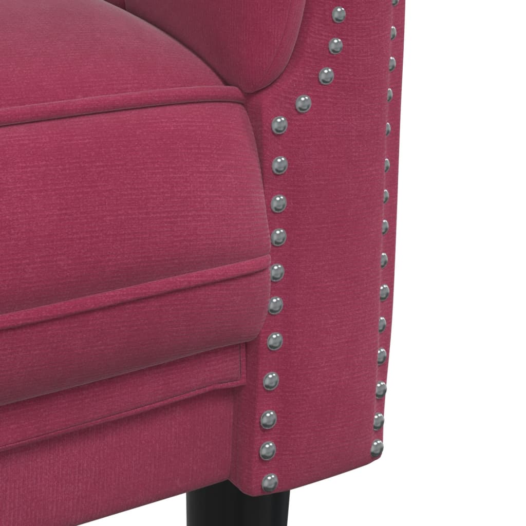 Ensemble de canapés 2 pcs rouge bordeaux velours