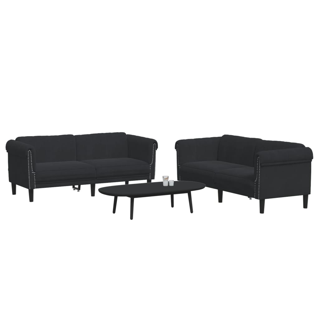 Ensemble de canapés 2 pcs noir velours - XIOS