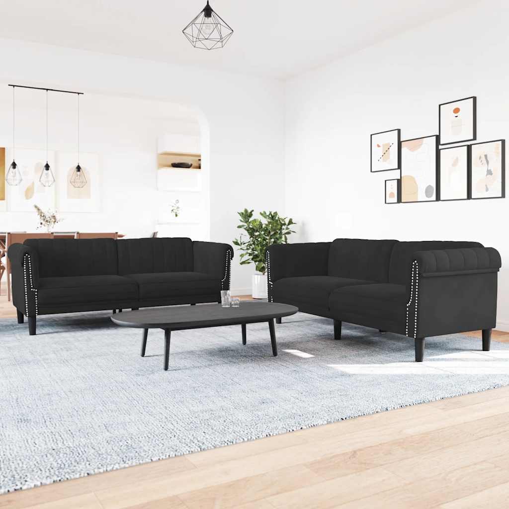 Ensemble de canapés 2 pcs noir velours - XIOS