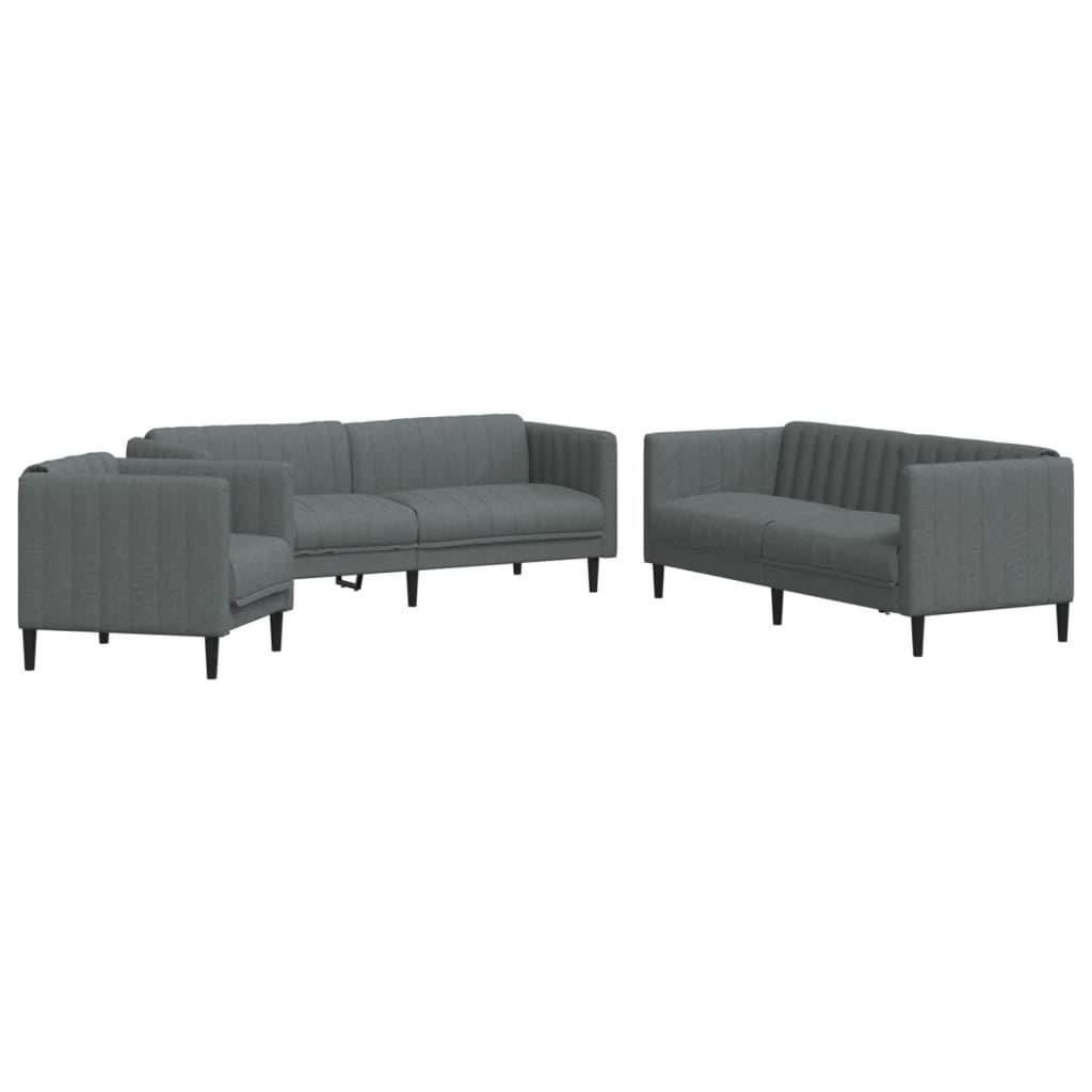 Ensemble de canapés 3 pcs gris foncé tissu - XIOS
