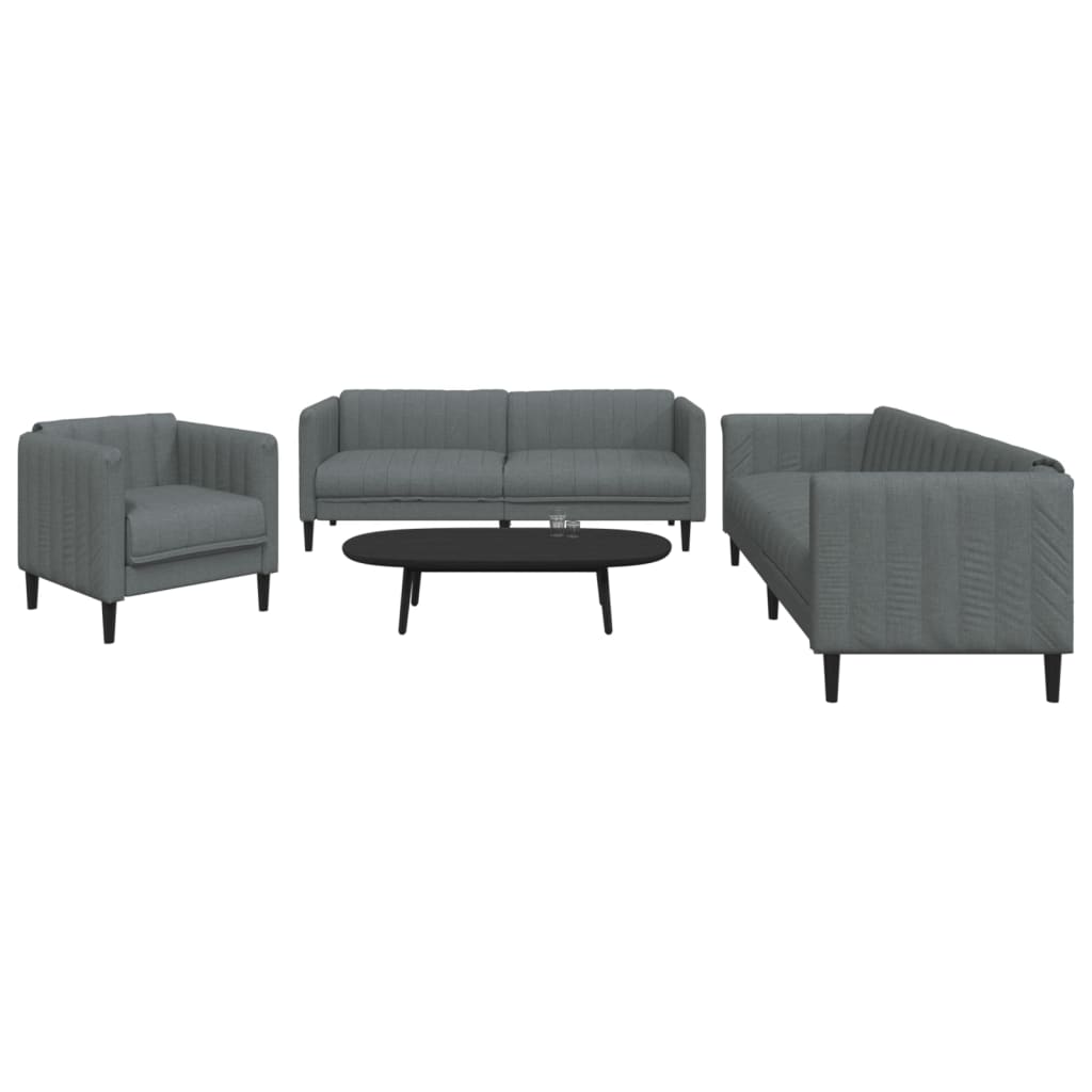 Ensemble de canapés 3 pcs gris foncé tissu - XIOS